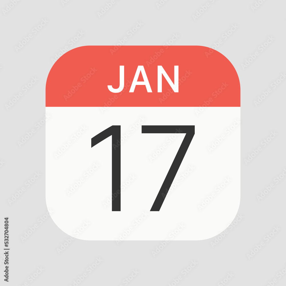 17 January icon isolated on background. Calendar symbol modern, simple, vector, icon for website design, mobile app, ui. Vector Illustration