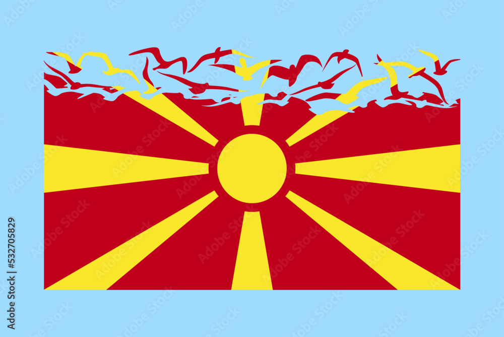 Macedonia flag with freedom concept, Macedonia flag transforming into flying birds vector Macedonia flag with freedom concept, Macedonia flag transforming into flying birds vector