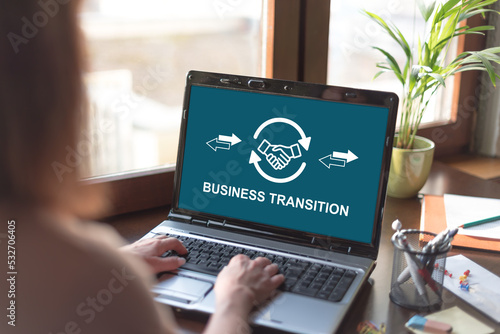 Business transition concept on a laptop screen