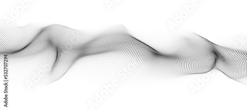 Abstract white background of moving dots. Vector 3d illustration.