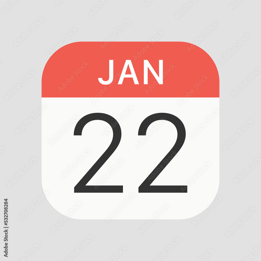 22 January icon isolated on background. Calendar symbol modern, simple, vector, icon for website design, mobile app, ui. Vector Illustration 22 January icon isolated on background. Calendar symbol modern, simple, vector, icon for website design, mobile app, ui. Vector Illustration
