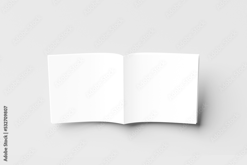 Mockup Square Magazine with soft shadows isolated on grey. Template of Brochure, Booklet, Catalogue for presentation. 3d rendering Mockup Square Magazine with soft shadows isolated on grey. Template of Brochure, Booklet, Catalogue for presentation. 3d rendering