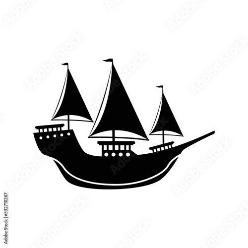 sailboat icon silhouette side view