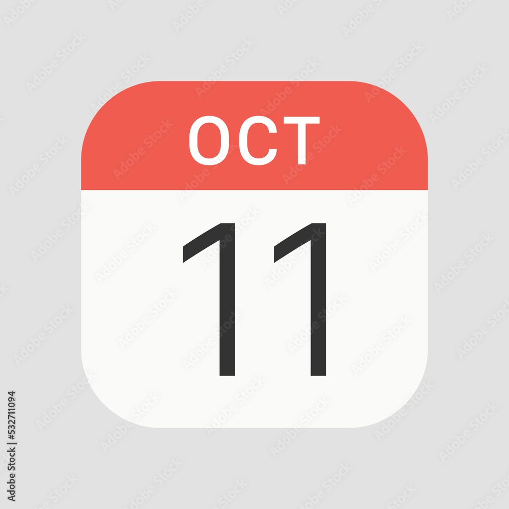 October 11 icon isolated on background. Calendar symbol modern, simple, vector, icon for website design, mobile app, ui. Vector Illustration October 11 icon isolated on background. Calendar symbol modern, simple, vector, icon for website design, mobile app, ui. Vector Illustration