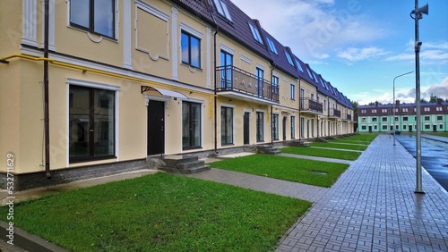 Typical townhouses in a cottage village. Modern countrylife.