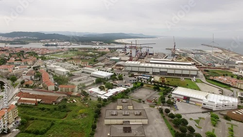 Aerial View of Viana do Castelo Shipyard Portugal photo