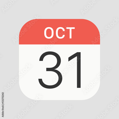 October 31 icon isolated on background. Date symbol modern, simple, vector, icon for website design, mobile app, ui. Vector Illustration