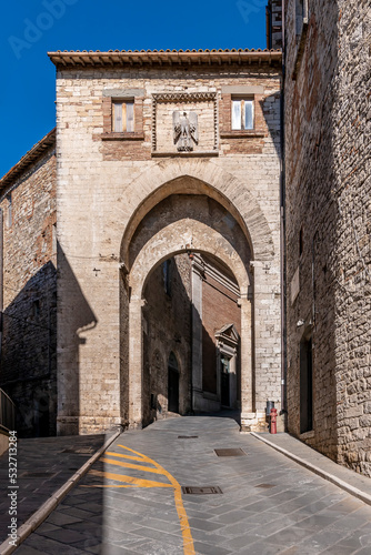 The ancient Porta della Catena in the historic center of Todi, Perugia, Italy
