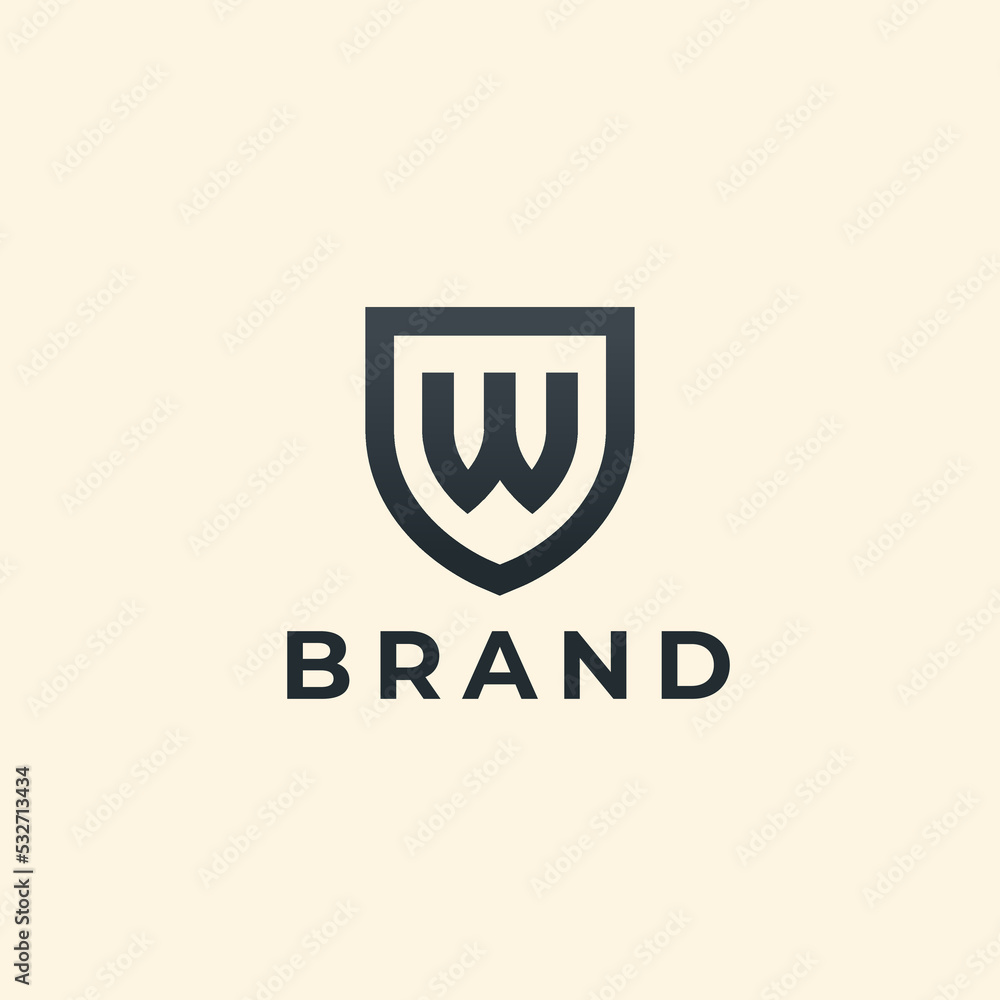 Letter W shield logo icon template. Vector emblem. Letter W shield logo icon template. Vector emblem.