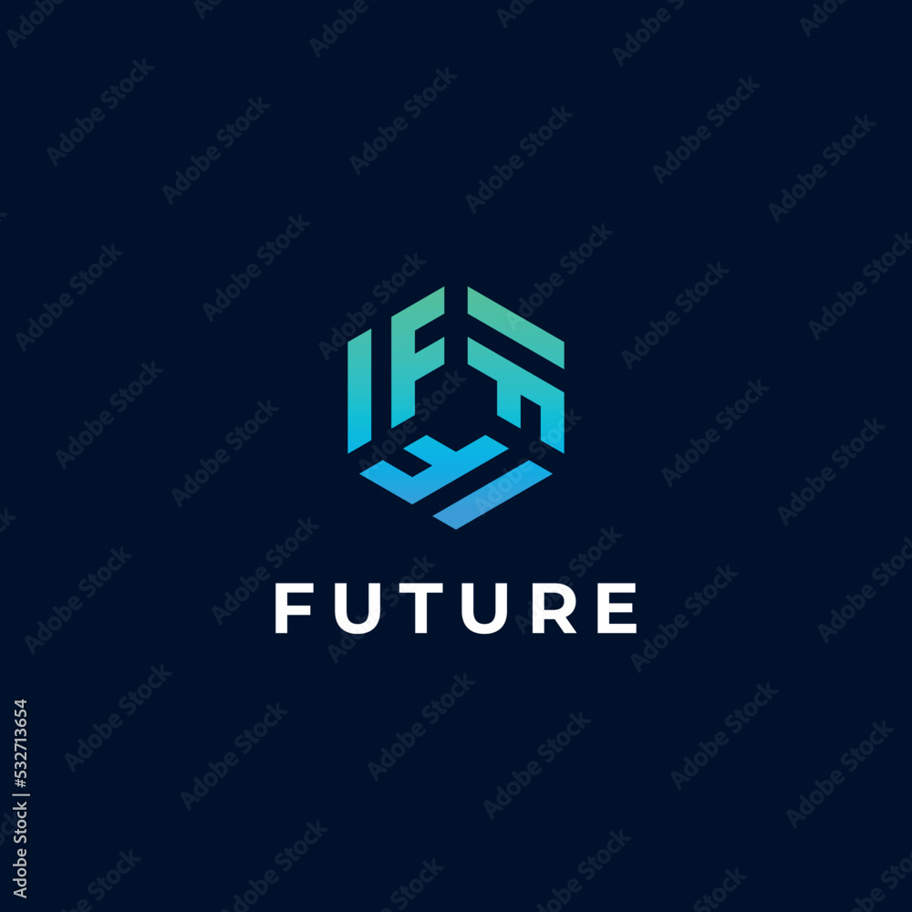 Abstract hexagon letter F logo. Creative geometric logo design concept ...