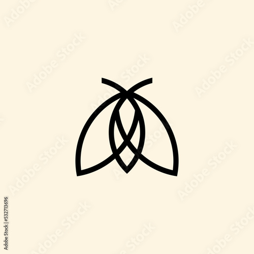 Moth icon. Linear minimal vector icon.