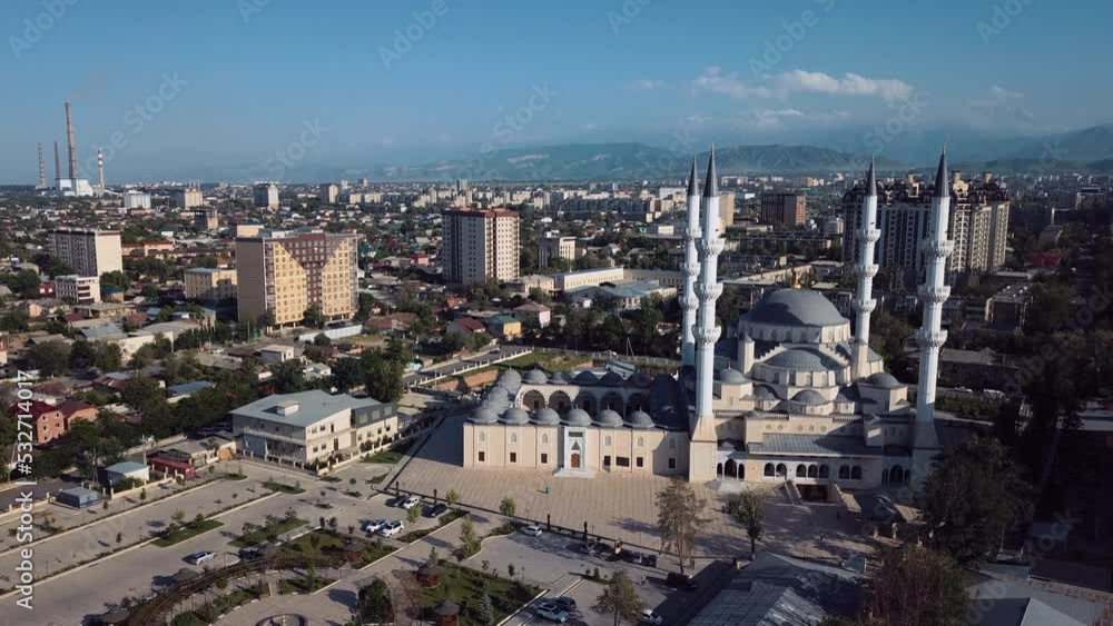 Aerial Panorama Of Bishkek With A View Of The Central Mosque, Kyrgyzstan Aerial Panorama Of Bishkek With A View Of The Central Mosque, Kyrgyzstan