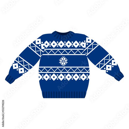 Blue sweater with a white pattern. Vector isolated on a white background © Владимир Маевский