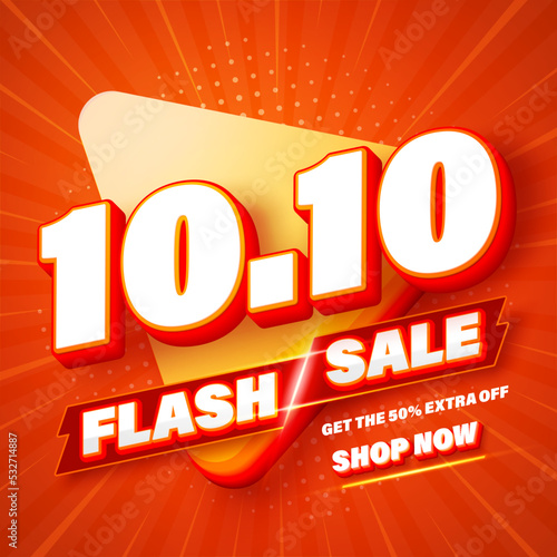 10.10 Flash sale banner template design for web or social media.