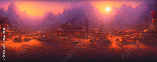 Artistic concept painting of a beautiful western background  3d illustration.