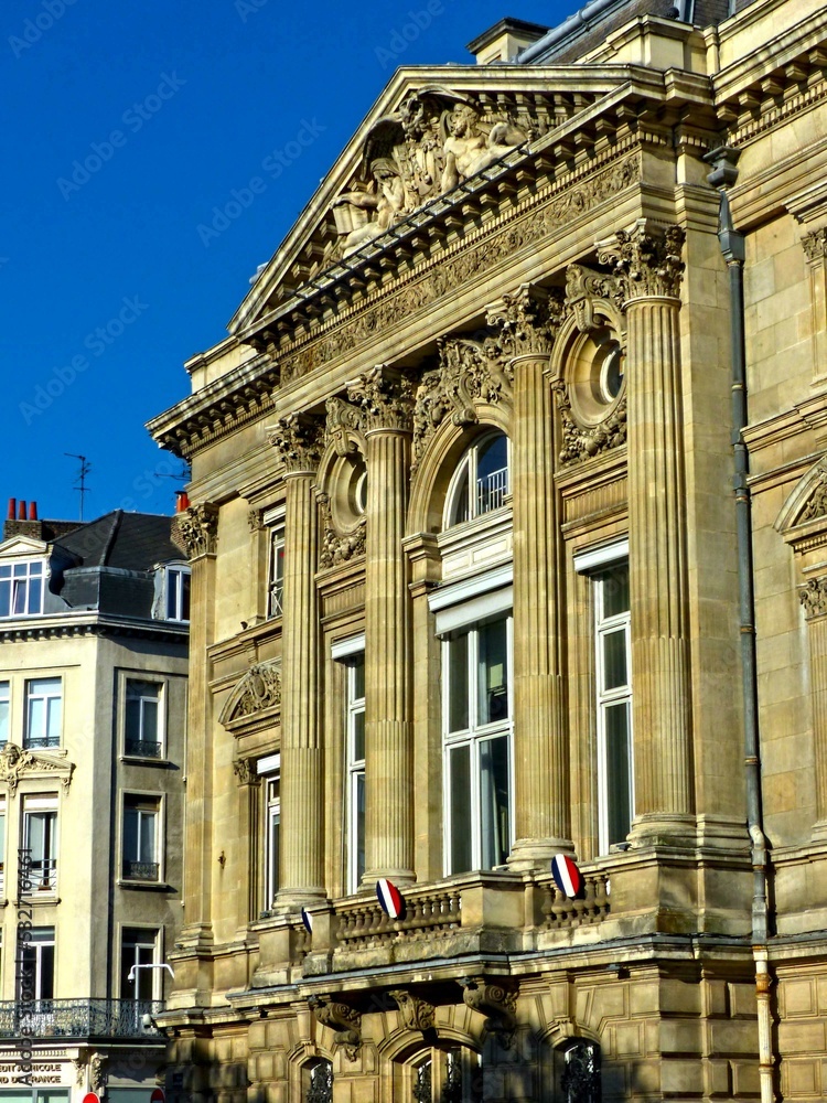 Lille, September 2022: Magnificent facades of the buildings of Lille, the capital of Flanders	
