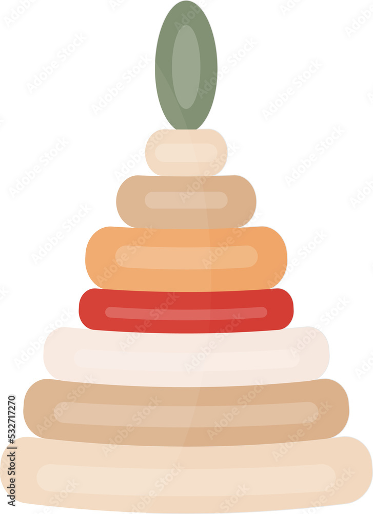 Child Toy Wooden Pyramid Isolated Illustration on Transparent Background Child Toy Wooden Pyramid Isolated Illustration on Transparent Background