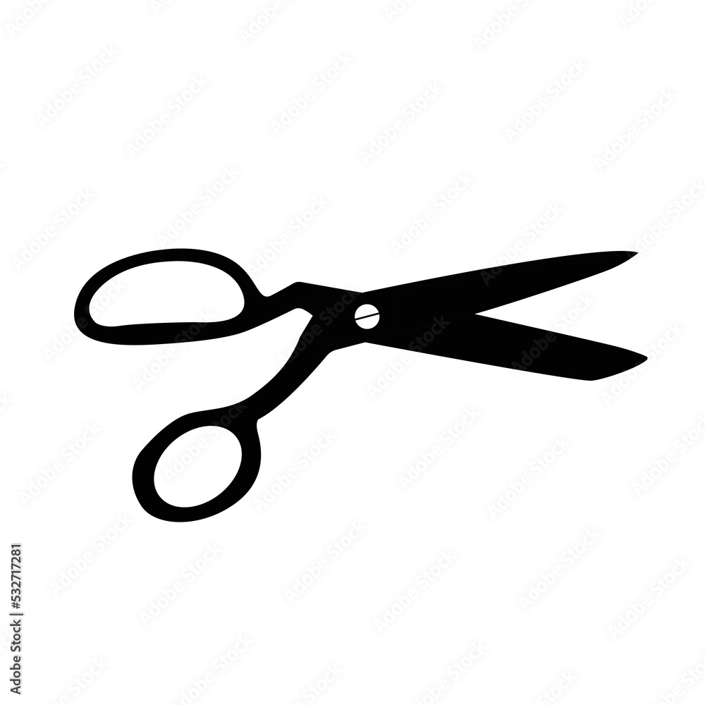 Scissors Silhouette. Black and White Icon Design Element on Isolated White Background Scissors Silhouette. Black and White Icon Design Element on Isolated White Background
