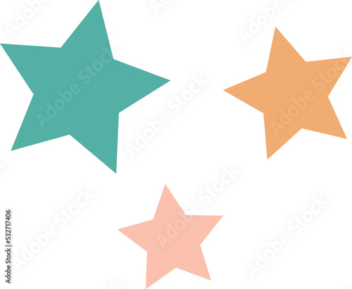 Colorful Stars Isolated Illustration on Transparent Background 