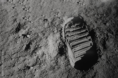 Step on the moon. Elements of this image furnished by NASA
