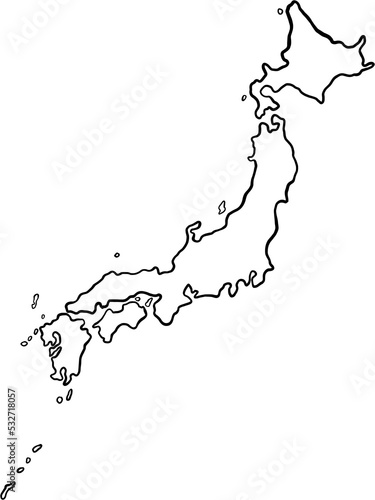doodle freehand drawing of japan map.