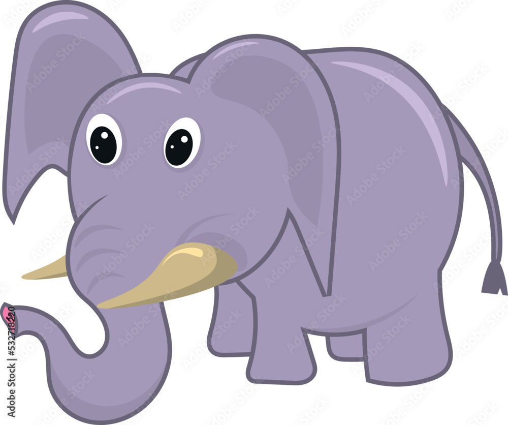 Cute baby grey elephant with background . Vector illustration