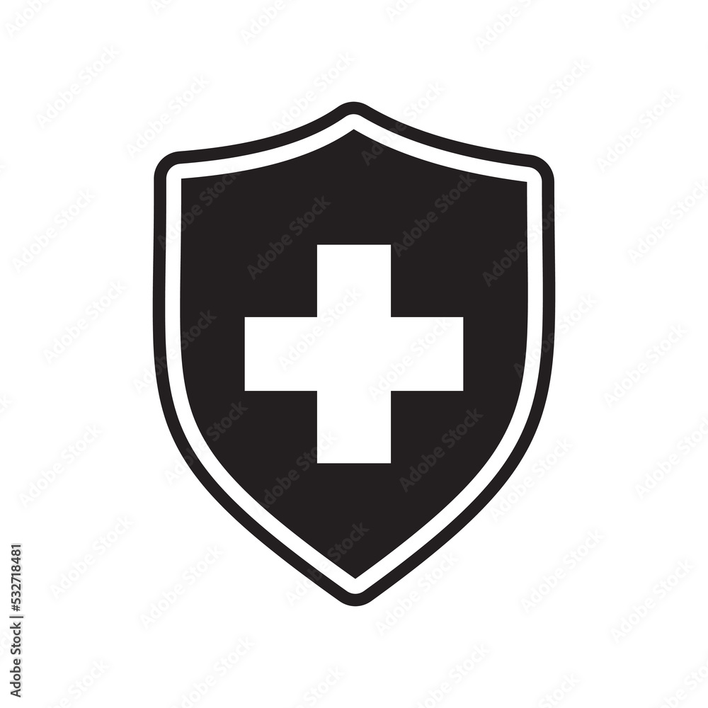 Medical shield with cross vector symbol Medical shield with cross vector symbol