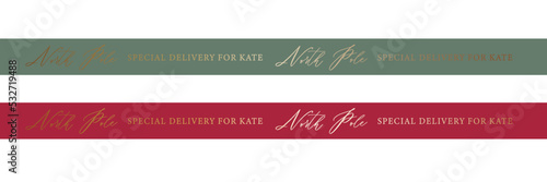 North Pole Special Delivery Green and red Custom Ribbon template.