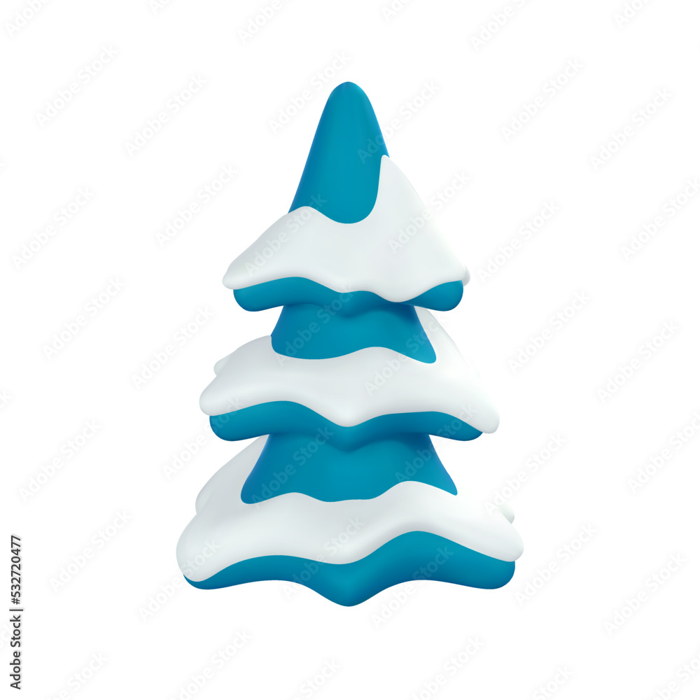 3d Christmas tree in cartoon style. Xmas or New Year's decorative element. Vector illustration 3d Christmas tree in cartoon style. Xmas or New Year's decorative element. Vector illustration