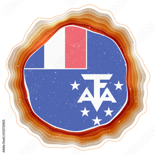 TAAF flag in frame. Badge of the country. Layered circular sign around TAAF flag. Beautiful vector illustration. photo