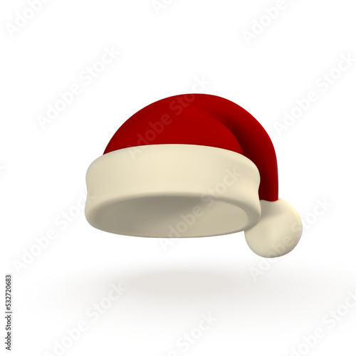 Realistic Red Santa Claus hat. Gradient mesh Santa Claus cap with fur. Vector illustration