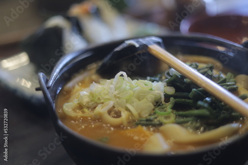 日本風景　食べ物　ほうとう