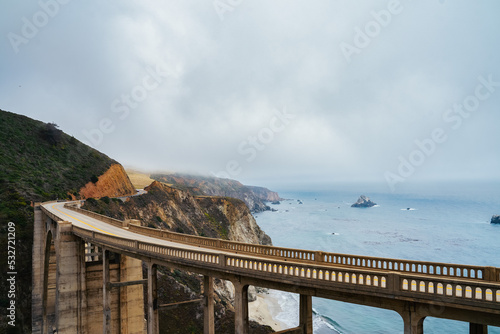 Bridge over cliffs and ocean