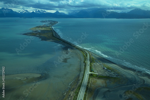 Aerial view of Homer Spit in Homer,Alaska,United States,North America 