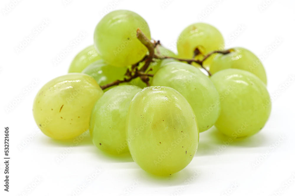 bunch of green grapes on white background bunch of green grapes on white background