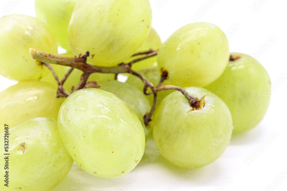 bunch of green grapes on white background bunch of green grapes on white background