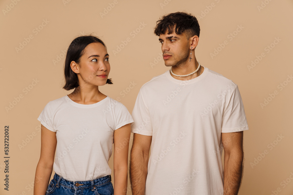 Young beautiful asian woman and stylish handsome man Young beautiful asian woman and stylish handsome man