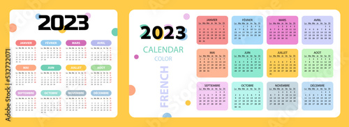 Pocket calendar on 2023 year, French. Set color photo
