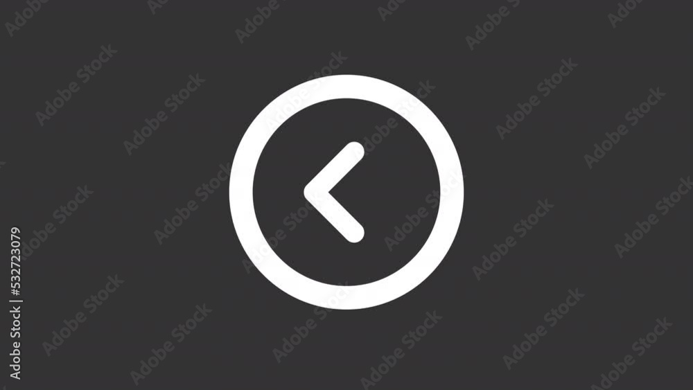 Animated backward white line ui icon. Previous page. Seamless loop 4k video with alpha channel on transparent background. Isolated user interface symbol motion graphic design for night mode Animated backward white line ui icon. Previous page. Seamless loop 4k video with alpha channel on transparent background. Isolated user interface symbol motion graphic design for night mode