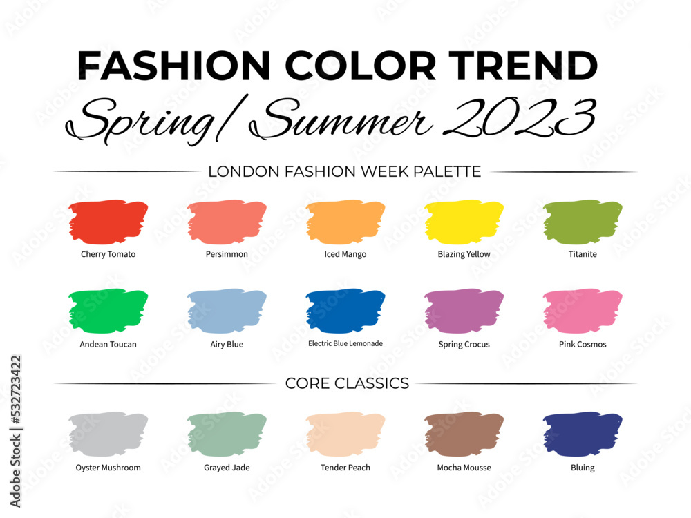Fashion Color Trend Spring Summer 2023. Trendy colors palette guide ...