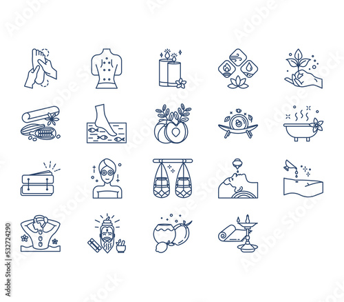 Ayurveda treatment icon set