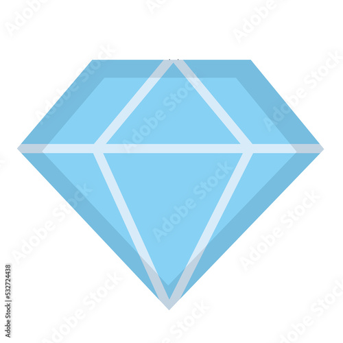 Vector graphic of diamond. Blue diamond illustration with flat design style. Suitable for content design assets