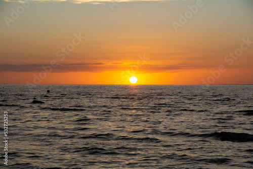 Sun on the horizon  setting over the sea