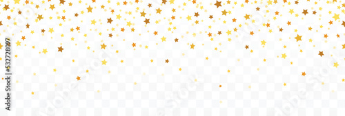 Christmas confetti stars background. Falling stars seamless background on transparent background.