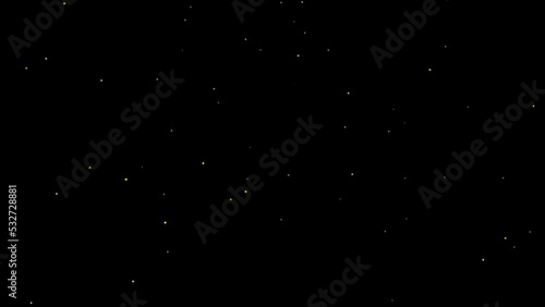Swarm of fireflies. Set of 2. Black background. Overlay. Isolated flying insects. 59,94 fps