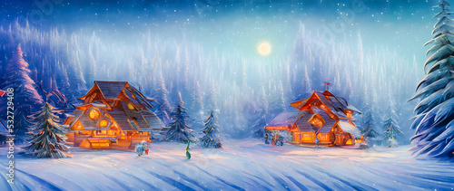 Artistic concept painting of a Christmas festive outdoor, background 3d illustration.