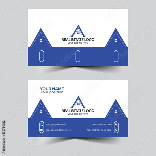 professional modern blue and white real estate business card template