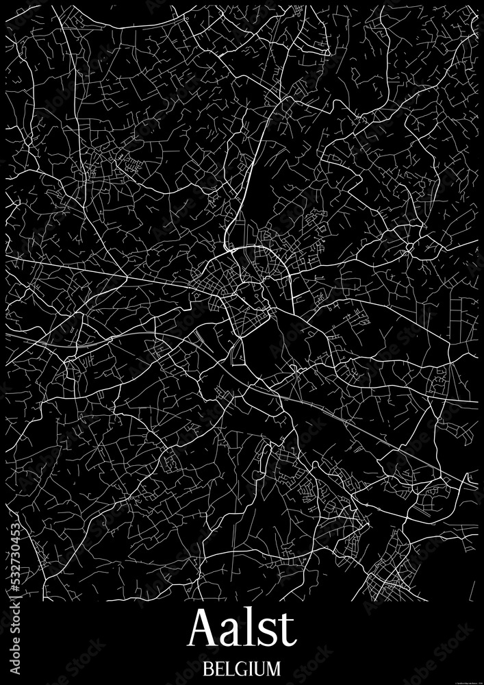 Black and White city map poster of Aalst Belgium. Black and White city map poster of Aalst Belgium.