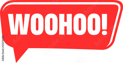 woohoo popup bubble like message icon. flat cartoon style trend modern simple logotype graphic art design element isolated on white background. concept of surprise reaction or woo hoo bubble