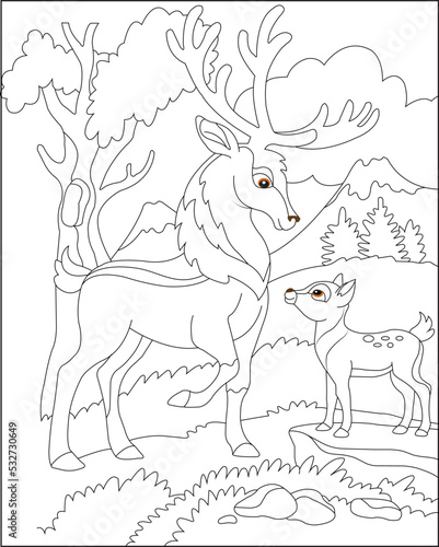 funny deer coloring page  for kids 